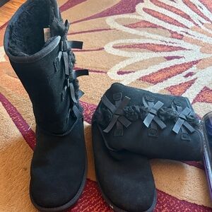 Koolaburra Black Kids Boots with Bow Accents
